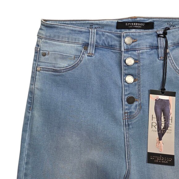 Liverpool High Rise Ankle Jeans Womens 10 Fray Hem High Rise Button Fly - Picture 3 of 12